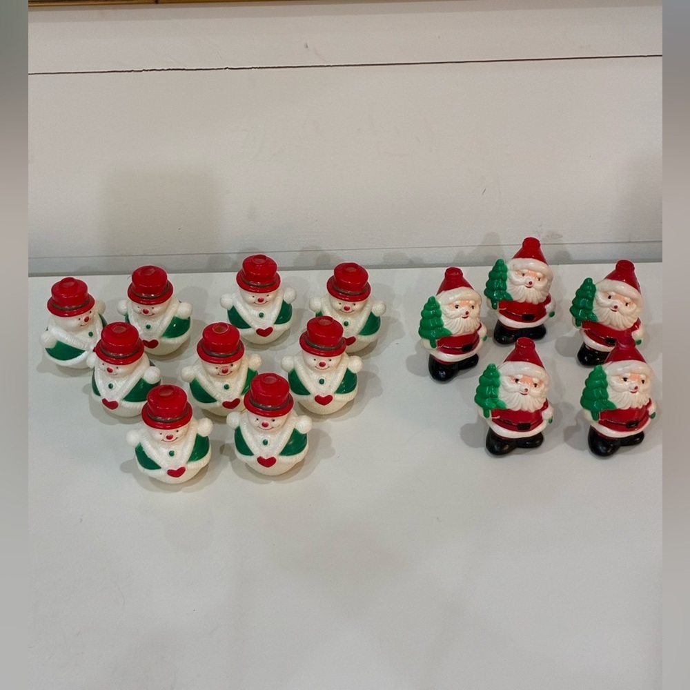 Vintage Blow Mold Christmas Light Covers – Snowmen & Santas – SET OF 15 - Picture 5 of 6